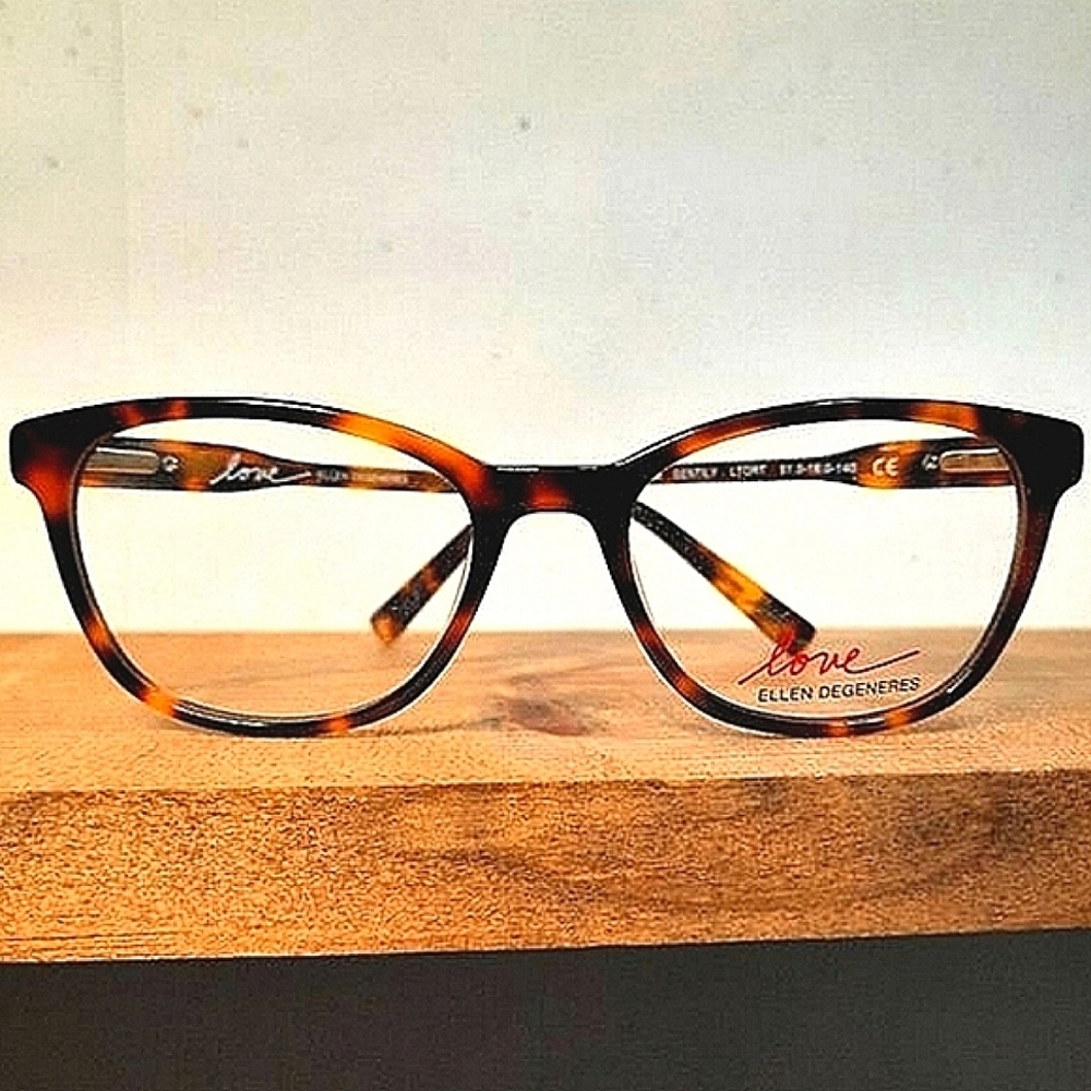 NEW Rx'able Eyeglass Frame, brown tortoise Ellen Degeneres, glasses 51-18-140